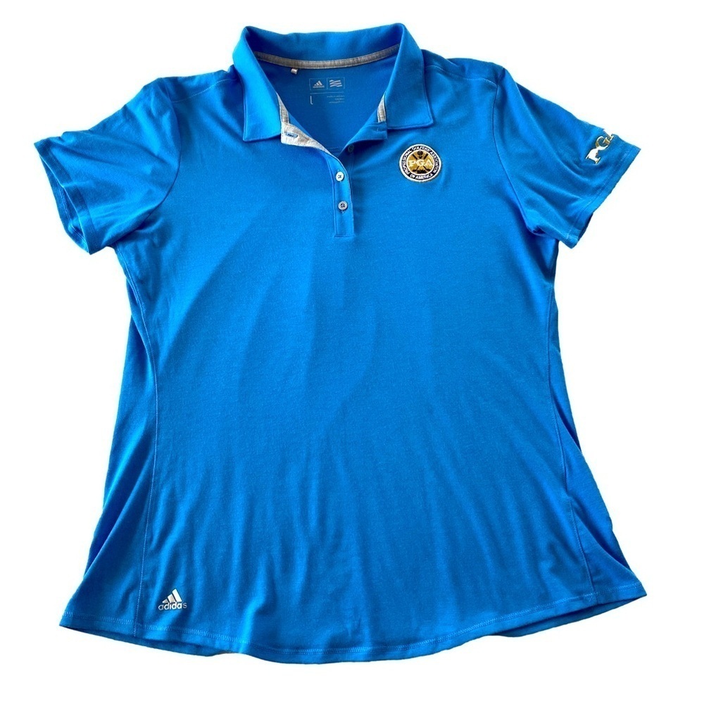 Adidas PGA Women's Blue Golf Polo Shirt. PGA Crest on chest and logo on sleeve. - Picture 3 of 13